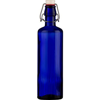   Rigata 0,5 Literes KÉK üvegpalack pálinkás,vizes üveg FÉM csattal