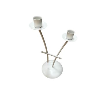 Fém gyertyatartó fehér 2-es