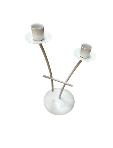 Fém gyertyatartó fehér 2-es