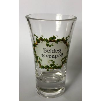 Dekor lungo üvegpohár zöld Boldog Névnapot 75 ml