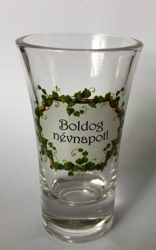 Dekor lungo üvegpohár zöld Boldog Névnapot 75 ml