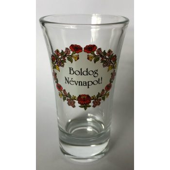 Dekor lungo üvegpohár piros Boldog Névnapot 75 ml