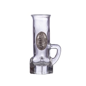 Ón címkés füles Grappa üvegpohár 0,04 Literes címer